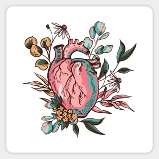 human heart flower illustration Sticker